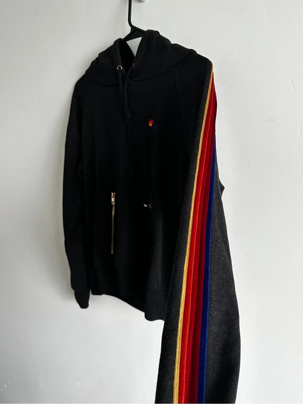 Aviator Nation Unisex Classic Pullover Hoodie Black Velvet Stripes Size Small - Picture 4 of 8